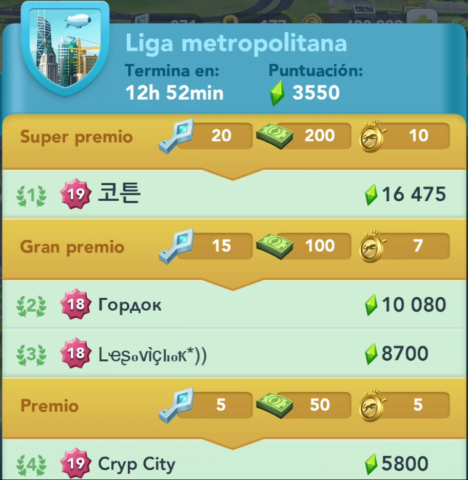 Concurso de Alcaldes de Simcity BuildIt