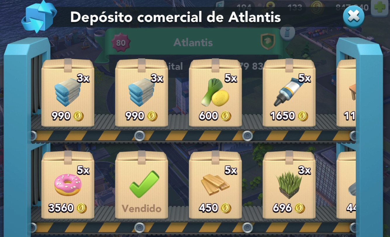 Depósito de un jugador en Simcity BuildIt