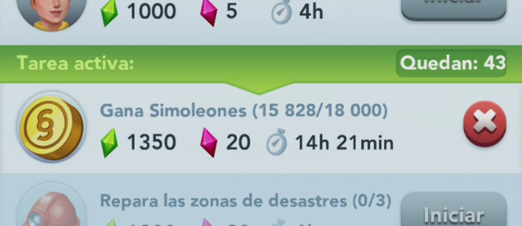 Tarea Ganar Simoleones de Simcity BuildIt